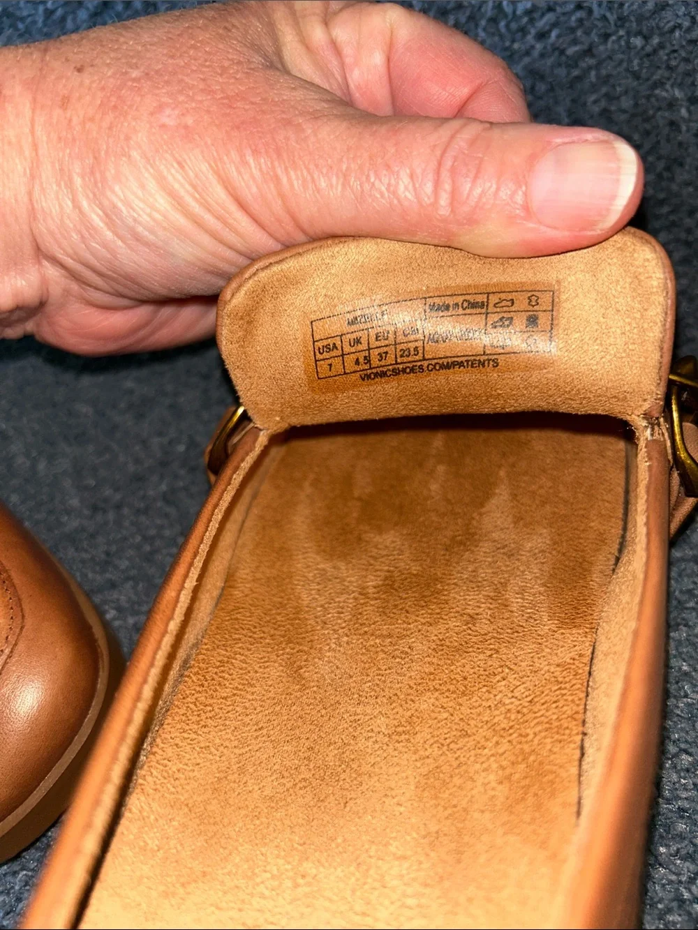 Vionic Brown Leather Loafers with Gold Chain Accent